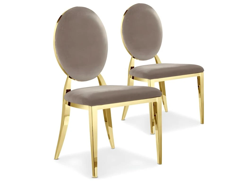 Lot De 2 Chaises Médaillon Sofia Velours Taupe 3 Lot De 2 Chaises Médaillon Sofia Velours Taupe