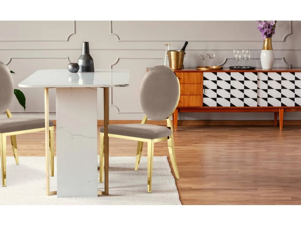 Lot De 2 Chaises Médaillon Sofia Velours Taupe 6 Lot De 2 Chaises Médaillon Sofia Velours Taupe – Image 4