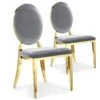 Lot De 2 Chaises Médaillon Sofia Velours Argent Pieds Or -Mobilia Boutique chaise 13699519