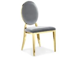 Lot De 2 Chaises Médaillon Sofia Velours Argent Pieds Or -Mobilia Boutique chaise 13699521