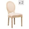 Lot De 2 Chaises En Bois Avec Assise En Tissu Beige -Mobilia Boutique chaise 13878953