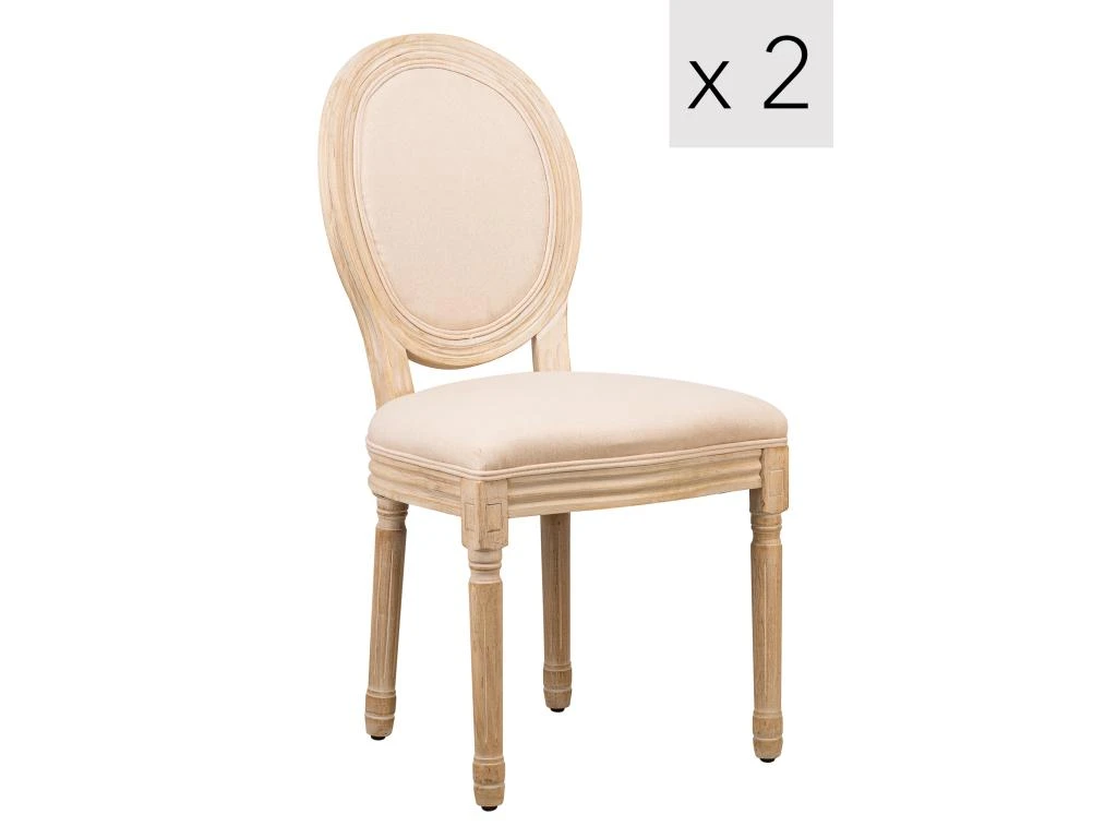Lot De 2 Chaises En Bois Avec Assise En Tissu Beige 3 Lot De 2 Chaises En Bois Avec Assise En Tissu Beige