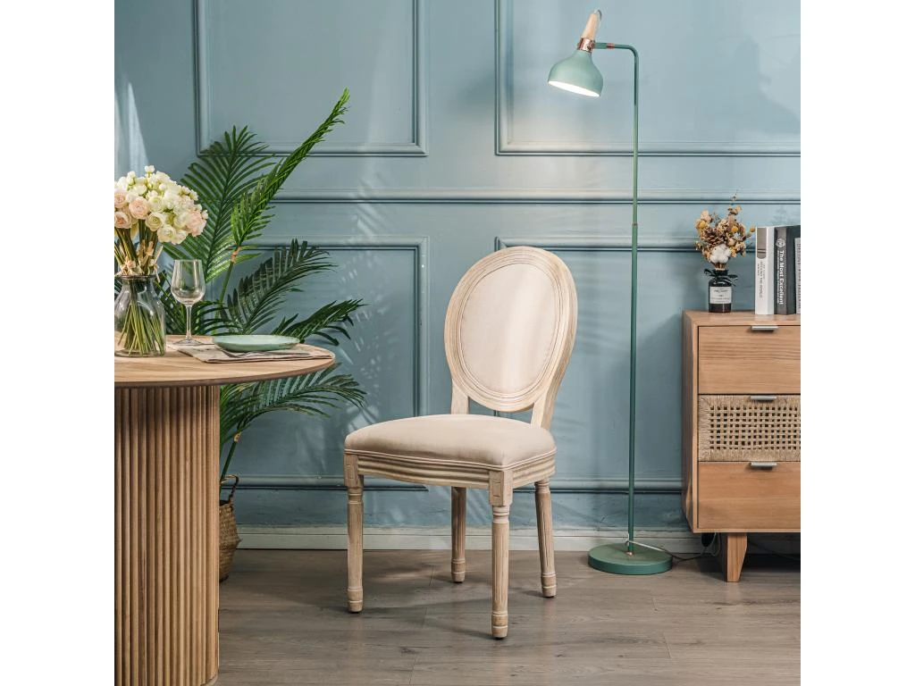 Lot De 2 Chaises En Bois Avec Assise En Tissu Beige 4 Lot De 2 Chaises En Bois Avec Assise En Tissu Beige – Image 2