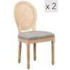 Lot De 2 Chaises En Bois Et Cannage Avec Assise En Tissu Gris Fonce -Mobilia Boutique chaise 13878963