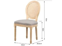 Lot De 2 Chaises En Bois Et Cannage Avec Assise En Tissu Gris Fonce -Mobilia Boutique chaise 13878971