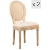 Lot De 2 Chaises En Bois Et Cannage Avec Assise En Tissu Beige -Mobilia Boutique chaise 13878983