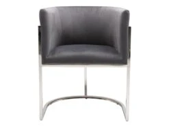 Lot De 2 Chaises Avec Accoudoirs - Velours Et Acier Inoxydable - Gris Et Chromé - PERIA De Pascal MORABITO -Mobilia Boutique chaise 13884345