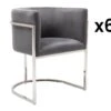 Lot De 6 Chaises Avec Accoudoirs - Velours Et Acier Inoxydable - Gris Et Chromé - PERIA De Pascal MORABITO -Mobilia Boutique chaise 13885611