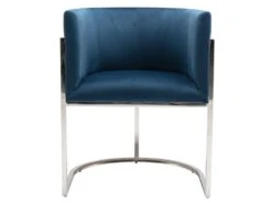 Chaise Avec Accoudoirs - Velours Et Acier Inoxydable - Bleu Et Chromé - PERIA De Pascal MORABITO 10 Chaise Avec Accoudoirs - Velours Et Acier Inoxydable - Bleu Et Chromé - PERIA De Pascal MORABITO -Mobilia Boutique chaise 13886203