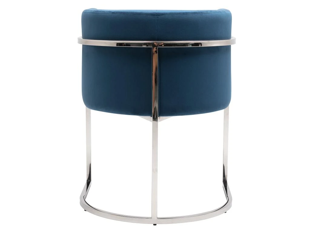 Lot De 6 Chaises Avec Accoudoirs - Velours Et Acier Inoxydable - Bleu Et Chromé - PERIA De Pascal MORABITO 8 Lot De 6 Chaises Avec Accoudoirs - Velours Et Acier Inoxydable - Bleu Et Chromé - PERIA De Pascal MORABITO – Image 6