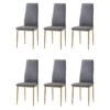 Lot De 6 Chaises Contemporain - Structuré En Tissu Gris Chiné Et Métal Effet Bois -Mobilia Boutique chaise 13955589