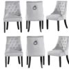 Ensemble De 6 Chaises De Salle à Manger Windsor - Rembourrage En Velours Moelleux Et Pieds En Bois Massif Robustes - Parfait Pour Votre Salle à Manger Et Salon - Gris Clair -Mobilia Boutique chaise 13970971