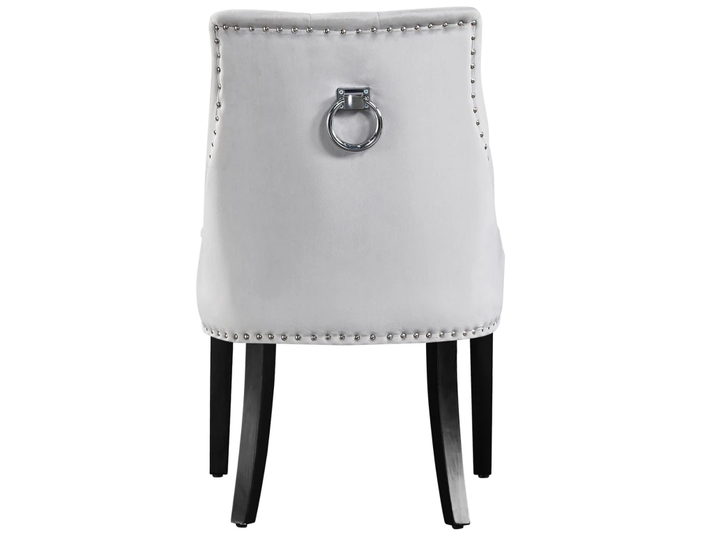 Ensemble De 6 Chaises De Salle à Manger Windsor - Rembourrage En Velours Moelleux Et Pieds En Bois Massif Robustes - Parfait Pour Votre Salle à Manger Et Salon - Gris Clair 7 Ensemble De 6 Chaises De Salle à Manger Windsor - Rembourrage En Velours Moelleux Et Pieds En Bois Massif Robustes - Parfait Pour Votre Salle à Manger Et Salon - Gris Clair – Image 5