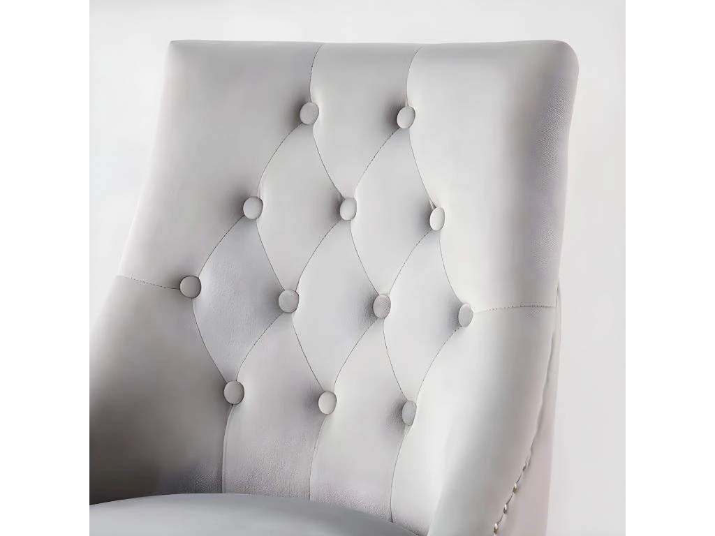 Ensemble De 6 Chaises De Salle à Manger Windsor - Rembourrage En Velours Moelleux Et Pieds En Bois Massif Robustes - Parfait Pour Votre Salle à Manger Et Salon - Gris Clair 9 Ensemble De 6 Chaises De Salle à Manger Windsor - Rembourrage En Velours Moelleux Et Pieds En Bois Massif Robustes - Parfait Pour Votre Salle à Manger Et Salon - Gris Clair – Image 7