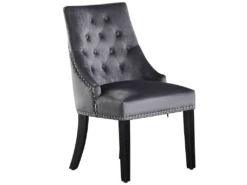 Chaise De Salle à Manger Simple Windsor - Rembourrage En Velours Moelleux Et Pieds En Bois Massif Robustes - Parfait Pour Votre Salle à Manger Et Salon - Gris Foncé