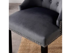 Chaise De Salle à Manger Simple Windsor - Rembourrage En Velours Moelleux Et Pieds En Bois Massif Robustes - Parfait Pour Votre Salle à Manger Et Salon - Gris Foncé -Mobilia Boutique chaise 13971227