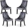 Ensemble De 4 Chaises De Salle à Manger Windsor - Rembourrage En Velours Moelleux Et Pieds En Bois Massif Robustes - Parfait Pour Votre Salle à Manger Et Salon - Gris Foncé -Mobilia Boutique chaise 13971275