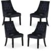 Ensemble De 4 Chaises De Salle à Manger Windsor - Rembourrage En Velours Moelleux Et Pieds En Bois Massif Robustes - Parfait Pour Votre Salle à Manger Et Salon - Noir -Mobilia Boutique chaise 13971509