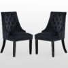 Ensemble De 2 Chaises De Salle à Manger Windsor - Rembourrage En Velours Moelleux Et Pieds En Bois Massif Robustes - Parfait Pour Votre Salle à Manger Et Salon - Noir -Mobilia Boutique chaise 13971533