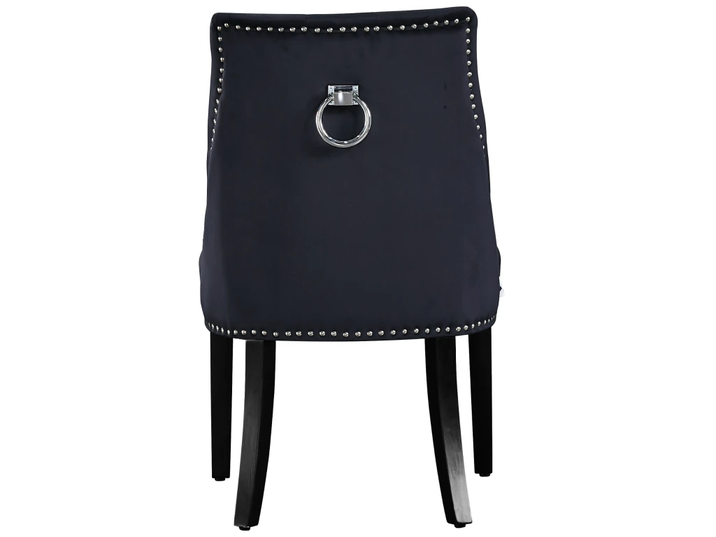 Ensemble De 2 Chaises De Salle à Manger Windsor - Rembourrage En Velours Moelleux Et Pieds En Bois Massif Robustes - Parfait Pour Votre Salle à Manger Et Salon - Noir 7 Ensemble De 2 Chaises De Salle à Manger Windsor - Rembourrage En Velours Moelleux Et Pieds En Bois Massif Robustes - Parfait Pour Votre Salle à Manger Et Salon - Noir – Image 5