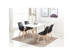 Ensemble De 4 Chaises De Salle à Manger Lorenzo Avec Siège En Similicuir élégant Et Pieds En Bois Massif - Parfait Pour La Salle à Manger, Le Salon - Noir -Mobilia Boutique chaise 14012197