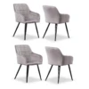 Ensemble De 4 Chaises De Salle à Manger Camden - Tapissées De Velours Avec Pieds En Métal - Gris Clair -Mobilia Boutique chaise 14060161
