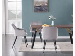 Ensemble De 4 Chaises De Salle à Manger Camden - Tapissées De Velours Avec Pieds En Métal - Gris Clair -Mobilia Boutique chaise 14060177