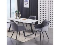 Ensemble De 2 Chaises De Salle à Manger Camden - Tapissées De Velours Avec Pieds En Métal - Gris Foncé -Mobilia Boutique chaise 14147981