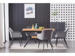 Ensemble De 2 Chaises De Salle à Manger Camden - Tapissées De Velours Avec Pieds En Métal - Gris Foncé -Mobilia Boutique chaise 14147983