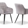 Ensemble De 2 Chaises De Salle à Manger Camden - Tapissées De Velours Avec Pieds En Métal - Gris Clair -Mobilia Boutique chaise 14148161