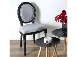 Chaise Eleonor Noir Tissu Gris -Mobilia Boutique chaise 14212237