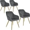 Lot De 4 Chaises Pieds Doré Siège De Salon Cuisine Salle à Manger Design élégant Velours Gris 08_0000113 1 Lot De 4 Chaises Pieds Doré Siège De Salon Cuisine Salle à Manger Design élégant Velours Gris 08_0000113 -Mobilia Boutique chaise 14212335