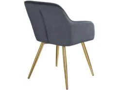 Lot De 4 Chaises Pieds Doré Siège De Salon Cuisine Salle à Manger Design élégant Velours Gris 08_0000113 10 Lot De 4 Chaises Pieds Doré Siège De Salon Cuisine Salle à Manger Design élégant Velours Gris 08_0000113 -Mobilia Boutique chaise 14212341