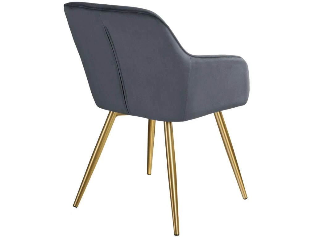 Lot De 4 Chaises Pieds Doré Siège De Salon Cuisine Salle à Manger Design élégant Velours Gris 08_0000113 6 Lot De 4 Chaises Pieds Doré Siège De Salon Cuisine Salle à Manger Design élégant Velours Gris 08_0000113 – Image 4