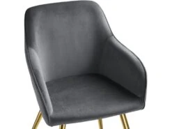 Lot De 4 Chaises Pieds Doré Siège De Salon Cuisine Salle à Manger Design élégant Velours Gris 08_0000113 11 Lot De 4 Chaises Pieds Doré Siège De Salon Cuisine Salle à Manger Design élégant Velours Gris 08_0000113 -Mobilia Boutique chaise 14212343