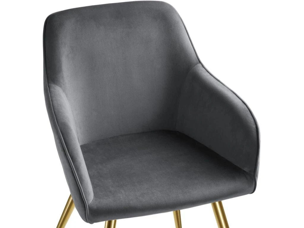 Lot De 4 Chaises Pieds Doré Siège De Salon Cuisine Salle à Manger Design élégant Velours Gris 08_0000113 7 Lot De 4 Chaises Pieds Doré Siège De Salon Cuisine Salle à Manger Design élégant Velours Gris 08_0000113 – Image 5