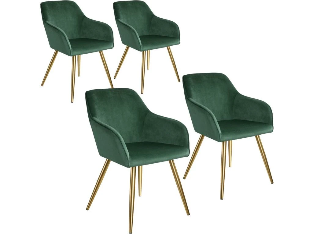Lot De 4 Chaises Pieds Doré Siège De Salon Cuisine Salle à Manger Design élégant Velours Vert 08_0000111 3 Lot De 4 Chaises Pieds Doré Siège De Salon Cuisine Salle à Manger Design élégant Velours Vert 08_0000111
