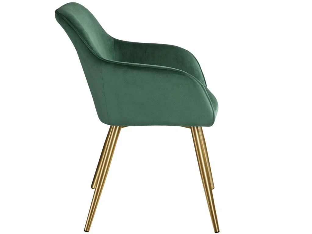 Lot De 4 Chaises Pieds Doré Siège De Salon Cuisine Salle à Manger Design élégant Velours Vert 08_0000111 5 Lot De 4 Chaises Pieds Doré Siège De Salon Cuisine Salle à Manger Design élégant Velours Vert 08_0000111 – Image 3