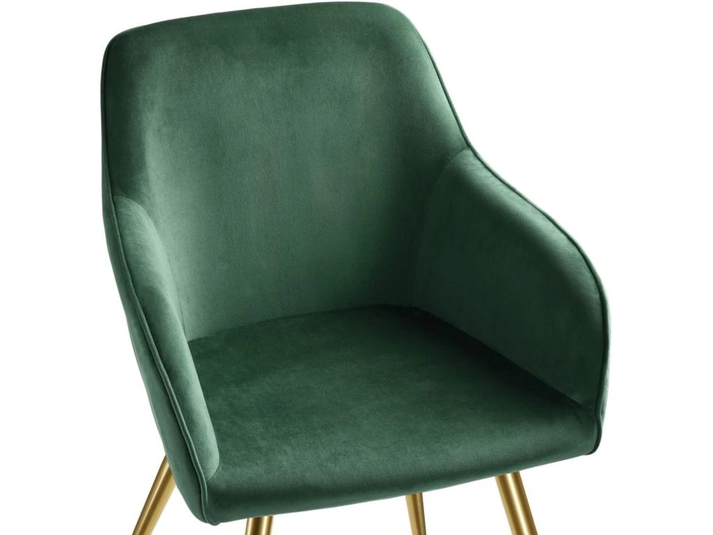 Lot De 4 Chaises Pieds Doré Siège De Salon Cuisine Salle à Manger Design élégant Velours Vert 08_0000111 7 Lot De 4 Chaises Pieds Doré Siège De Salon Cuisine Salle à Manger Design élégant Velours Vert 08_0000111 – Image 5
