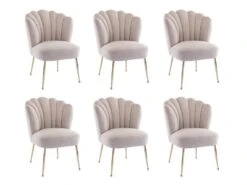 Lot De 6 Chaises En Velours Et Acier Doré - Beige - RUTY De Pascal MORABITO -Mobilia Boutique chaise 14223787