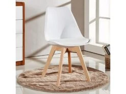 Ensemble De 4 Chaises De Salle à Manger Lorenzo Avec Siège élégant En Similicuir Et Pieds En Bois Massif - Parfait Pour La Salle à Manger, Le Salon - Blanc -Mobilia Boutique chaise 14229011