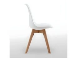 Ensemble De 4 Chaises De Salle à Manger Lorenzo Avec Siège élégant En Similicuir Et Pieds En Bois Massif - Parfait Pour La Salle à Manger, Le Salon - Blanc -Mobilia Boutique chaise 14229013