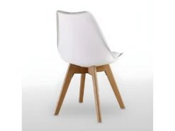 Ensemble De 4 Chaises De Salle à Manger Lorenzo Avec Siège élégant En Similicuir Et Pieds En Bois Massif - Parfait Pour La Salle à Manger, Le Salon - Blanc -Mobilia Boutique chaise 14229015