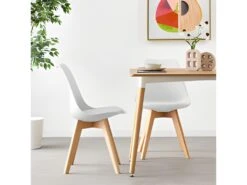 Ensemble De 4 Chaises De Salle à Manger Lorenzo Avec Siège élégant En Similicuir Et Pieds En Bois Massif - Parfait Pour La Salle à Manger, Le Salon - Blanc -Mobilia Boutique chaise 14229017