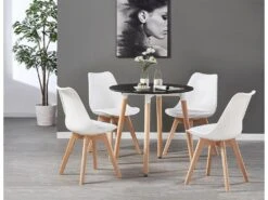 Ensemble De 6 Chaises De Salle à Manger Lorenzo Avec Siège élégant En Similicuir Et Pieds En Bois Massif - Parfait Pour La Salle à Manger, Le Salon - Blanc -Mobilia Boutique chaise 14229135