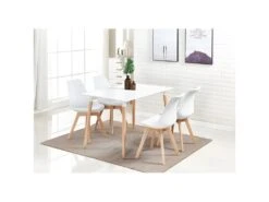 Ensemble De 6 Chaises De Salle à Manger Lorenzo Avec Siège élégant En Similicuir Et Pieds En Bois Massif - Parfait Pour La Salle à Manger, Le Salon - Blanc -Mobilia Boutique chaise 14229137