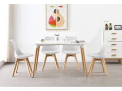 Ensemble De 6 Chaises De Salle à Manger Lorenzo Avec Siège élégant En Similicuir Et Pieds En Bois Massif - Parfait Pour La Salle à Manger, Le Salon - Blanc -Mobilia Boutique chaise 14229139