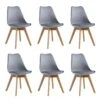 Ensemble De 6 Chaises De Salle à Manger Lorenzo Avec Siège En Similicuir élégant Et Pieds En Bois Massif - Parfait Pour La Salle à Manger, Le Salon - Gris -Mobilia Boutique chaise 14229143