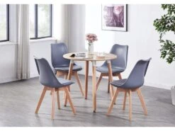 Ensemble De 6 Chaises De Salle à Manger Lorenzo Avec Siège En Similicuir élégant Et Pieds En Bois Massif - Parfait Pour La Salle à Manger, Le Salon - Gris -Mobilia Boutique chaise 14229151