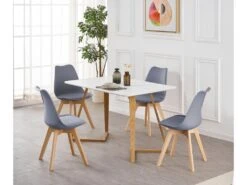 Ensemble De 6 Chaises De Salle à Manger Lorenzo Avec Siège En Similicuir élégant Et Pieds En Bois Massif - Parfait Pour La Salle à Manger, Le Salon - Gris -Mobilia Boutique chaise 14229153